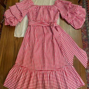 Plucky Red + White Gingham Dress Size|SM